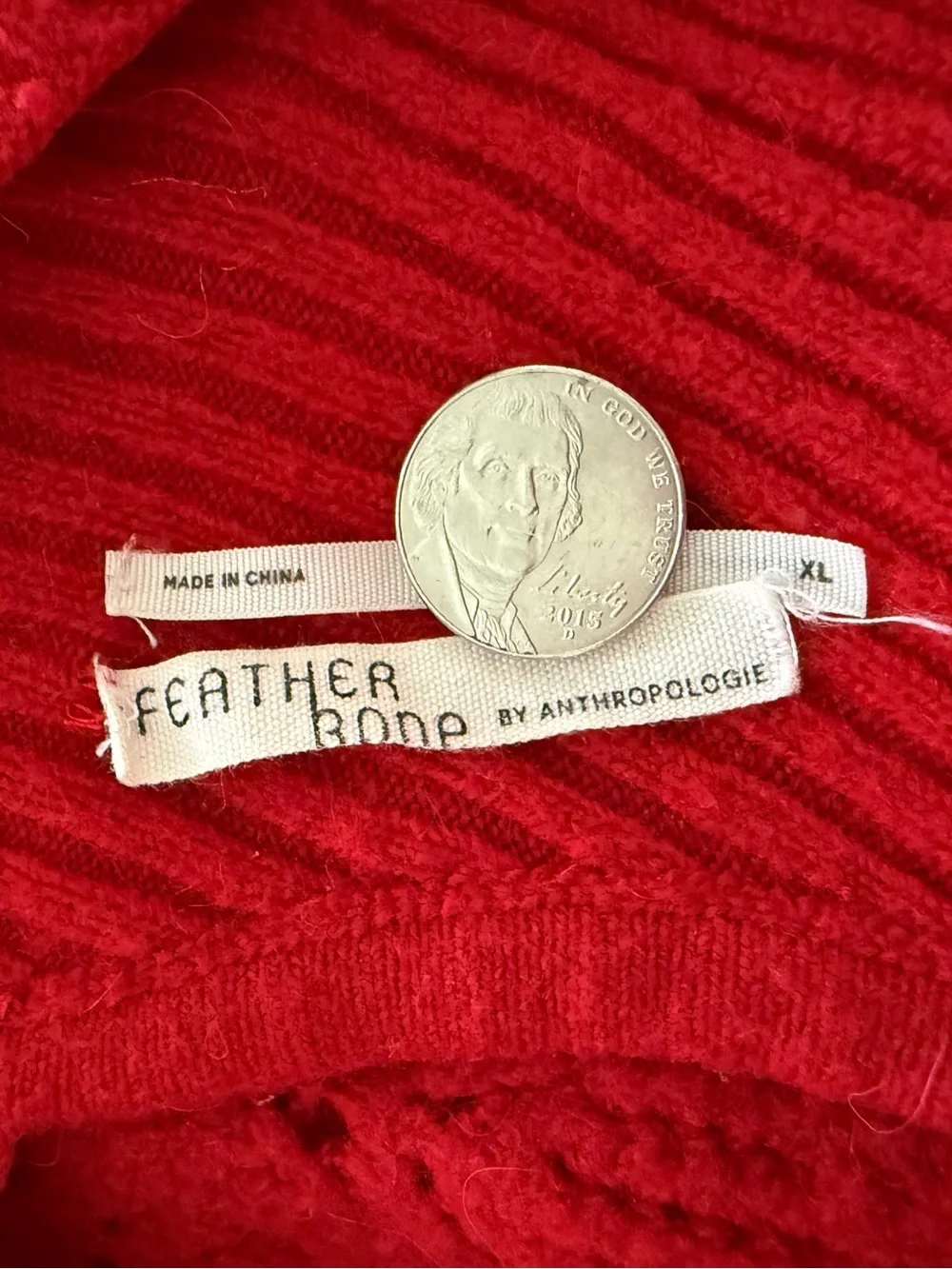 Anthropologie Feather Bone Red Sweater Dress - Picture 10 of 10